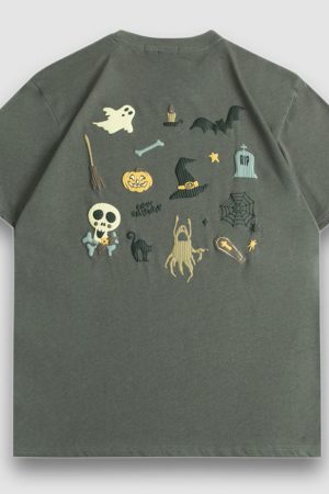Style Core Aesthetics, New Style Trends Oluolin Halloween Vibe Cartoon Print Tee