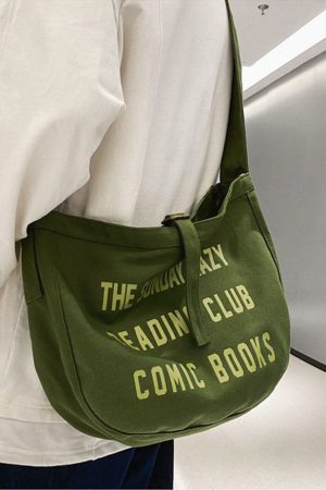 Style Core Aesthetics, New Style Trends Oluolin Vintage Letter Print Buckle Messenger Bag