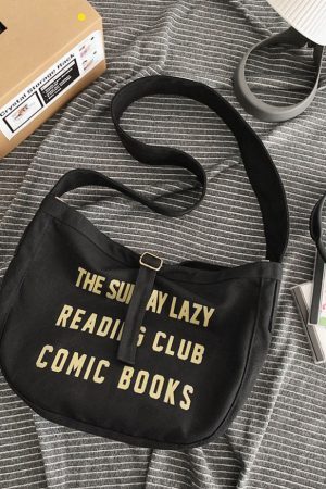 Style Core Aesthetics, New Style Trends Oluolin Vintage Letter Print Buckle Messenger Bag