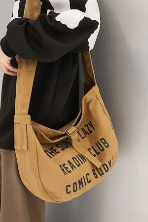 Style Core Aesthetics, New Style Trends Oluolin Vintage Letter Print Buckle Messenger Bag