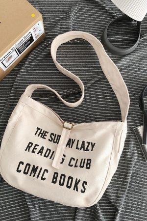 Style Core Aesthetics, New Style Trends Oluolin Vintage Letter Print Buckle Messenger Bag