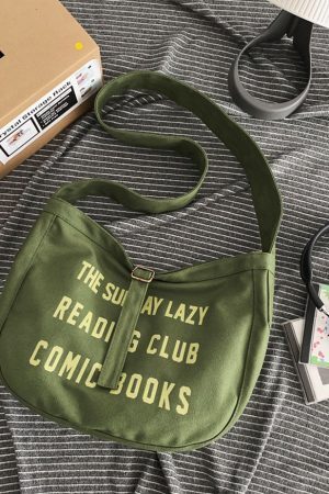 Style Core Aesthetics, New Style Trends Oluolin Vintage Letter Print Buckle Messenger Bag