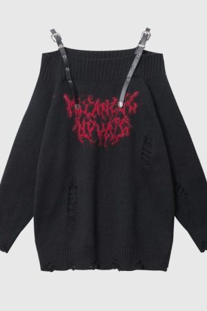 Style Core Aesthetics, New Style Trends One-Shoulder Lazy Style Loose Sweater