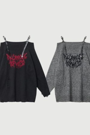 Style Core Aesthetics, New Style Trends One-Shoulder Lazy Style Loose Sweater