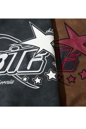 Style Core Aesthetics, New Style Trends Original Streetwear Embroidered Leather Baseball Jacket
