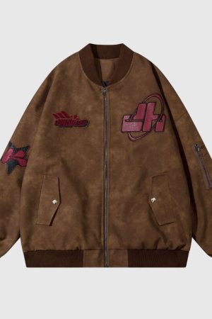 Style Core Aesthetics, New Style Trends Original Streetwear Embroidered Leather Baseball Jacket