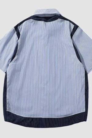 Style Core Aesthetics, New Style Trends Oversized Patchwork Stripe Shirts