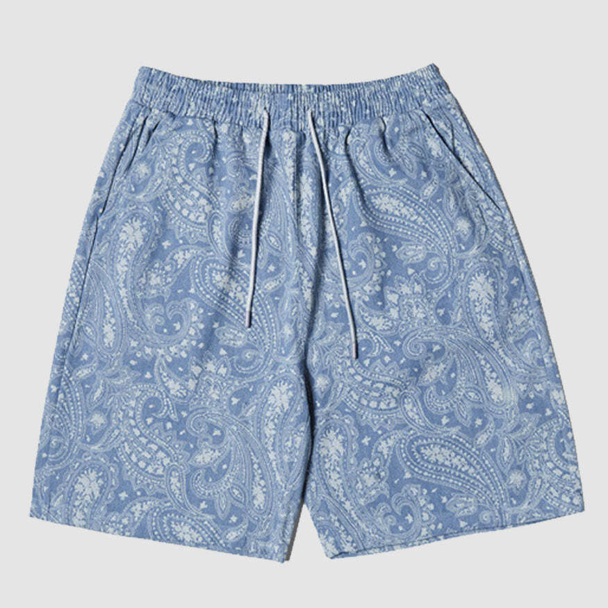 Style Core Aesthetics, New Style Trends Paisley Pattern Drawstring Shorts