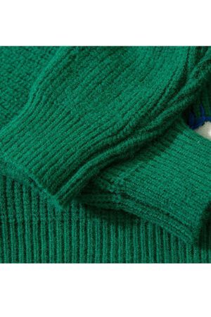 Style Core Aesthetics, New Style Trends Paramecium Pattern Embroidery Cropped Sweater