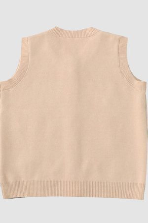 Style Core Aesthetics, New Style Trends Pastoral Illustration Vest Sweater