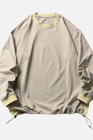 Style Core Aesthetics, New Style Trends Patchwork Drawstring Long-Sleeve Tee