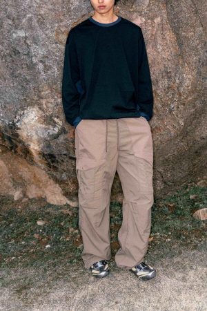 Style Core Aesthetics, New Style Trends Patchwork Drawstring Long-Sleeve Tee