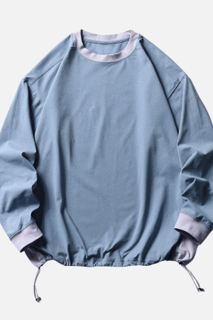 Style Core Aesthetics, New Style Trends Patchwork Drawstring Long-Sleeve Tee