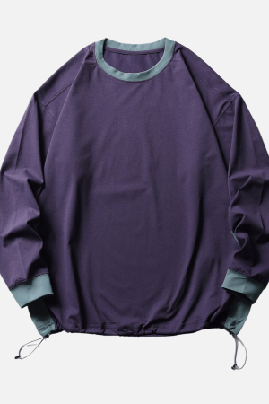 Style Core Aesthetics, New Style Trends Patchwork Drawstring Long-Sleeve Tee