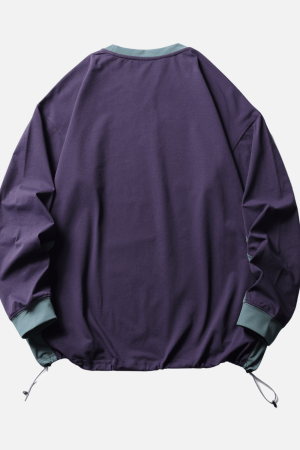 Style Core Aesthetics, New Style Trends Patchwork Drawstring Long-Sleeve Tee