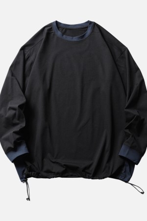 Style Core Aesthetics, New Style Trends Patchwork Drawstring Long-Sleeve Tee