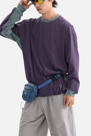 Style Core Aesthetics, New Style Trends Patchwork Drawstring Long-Sleeve Tee