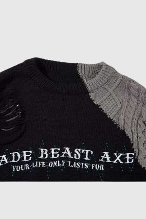 Style Core Aesthetics, New Style Trends Patchwork Knit Sweater