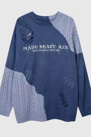 Style Core Aesthetics, New Style Trends Patchwork Knit Sweater