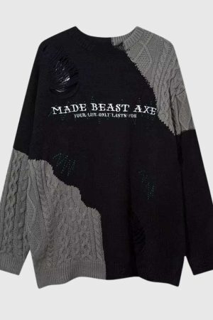 Style Core Aesthetics, New Style Trends Patchwork Knit Sweater