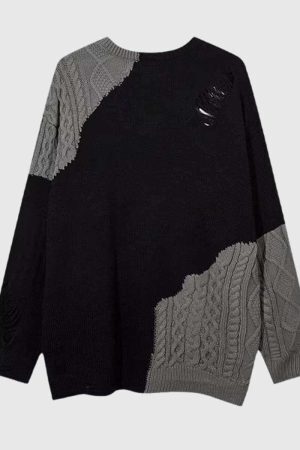 Style Core Aesthetics, New Style Trends Patchwork Knit Sweater