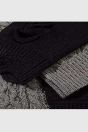 Style Core Aesthetics, New Style Trends Patchwork Knit Sweater