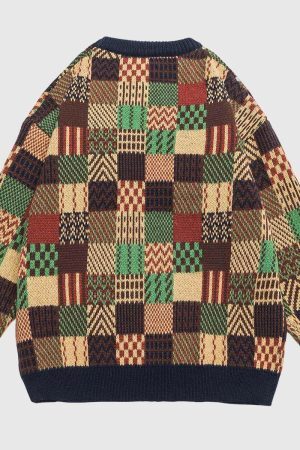 Style Core Aesthetics, New Style Trends Patchwork Knit Sweater