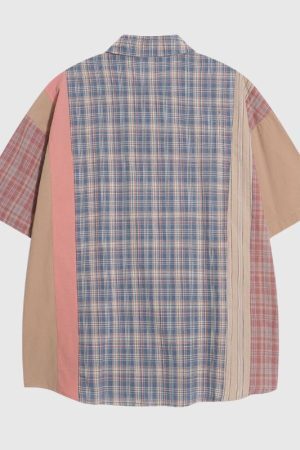 Style Core Aesthetics, New Style Trends Patchwork Plaid Shirt
