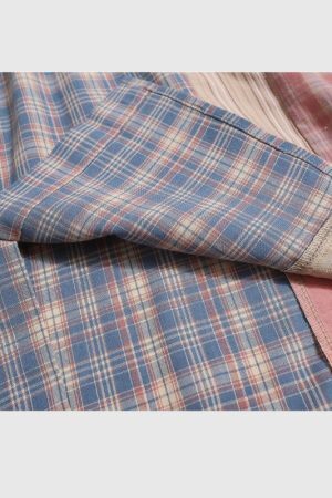 Style Core Aesthetics, New Style Trends Patchwork Plaid Shirt