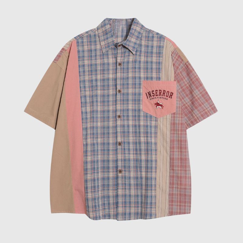 Style Core Aesthetics, New Style Trends Patchwork Plaid Shirt