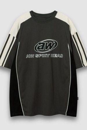 Style Core Aesthetics, New Style Trends Patchwork Racing Cotton Tee