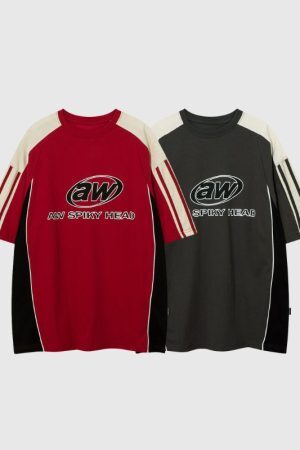 Style Core Aesthetics, New Style Trends Patchwork Racing Cotton Tee