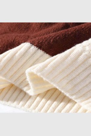 Style Core Aesthetics, New Style Trends Patchwork Turtleneck Sweater