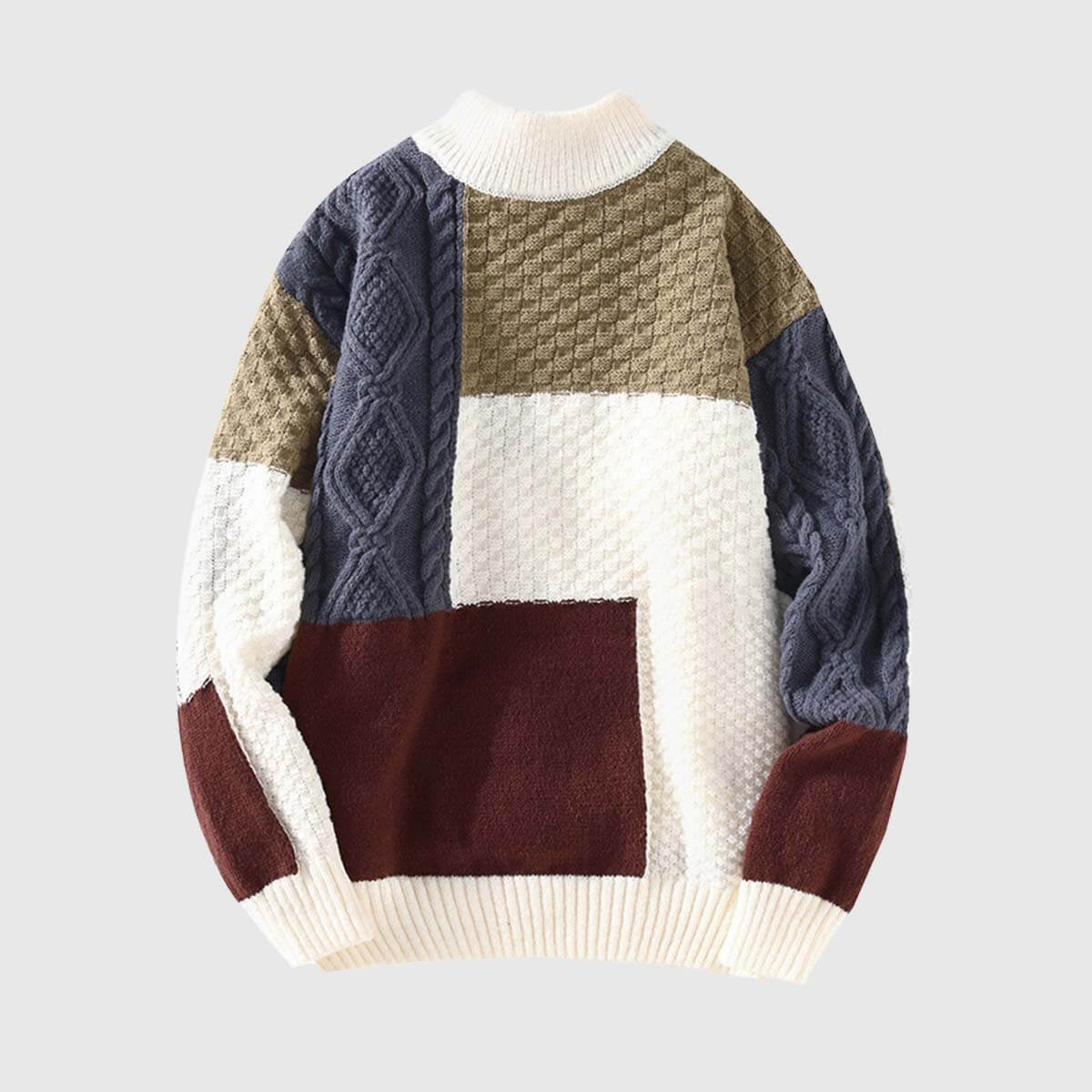 Style Core Aesthetics, New Style Trends Patchwork Turtleneck Sweater