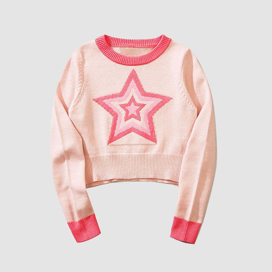 Style Core Aesthetics, New Style Trends Pentagram Jacquard Cropped Sweater