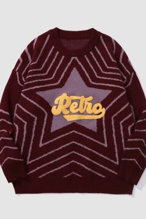 Style Core Aesthetics, New Style Trends Pentagram Pattern Jacquard Sweater