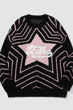 Style Core Aesthetics, New Style Trends Pentagram Pattern Jacquard Sweater
