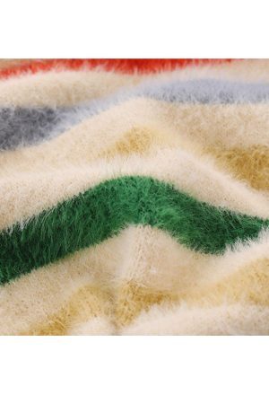 Style Core Aesthetics, New Style Trends Pentagram Pattern Striped Fuzzy Sweater