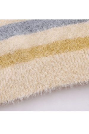 Style Core Aesthetics, New Style Trends Pentagram Pattern Striped Fuzzy Sweater