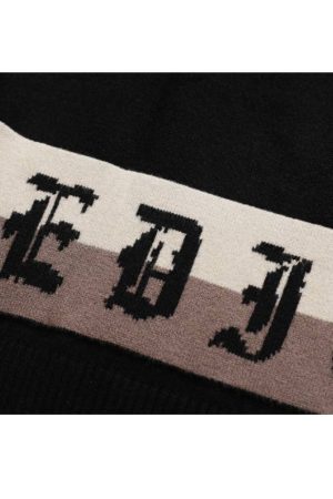 Style Core Aesthetics, New Style Trends Pentagram Striped Collared Cardigan Sweater