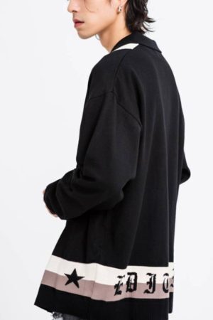 Style Core Aesthetics, New Style Trends Pentagram Striped Collared Cardigan Sweater