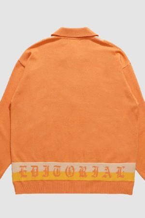 Style Core Aesthetics, New Style Trends Pentagram Striped Collared Cardigan Sweater