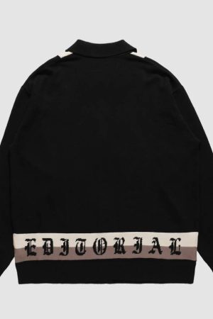 Style Core Aesthetics, New Style Trends Pentagram Striped Collared Cardigan Sweater