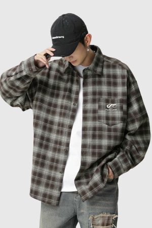 Style Core Aesthetics, New Style Trends Plaid  Button-Up Shirt