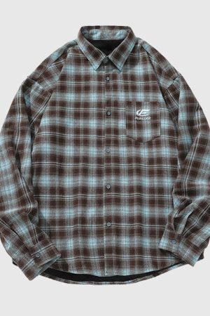 Style Core Aesthetics, New Style Trends Plaid  Button-Up Shirt