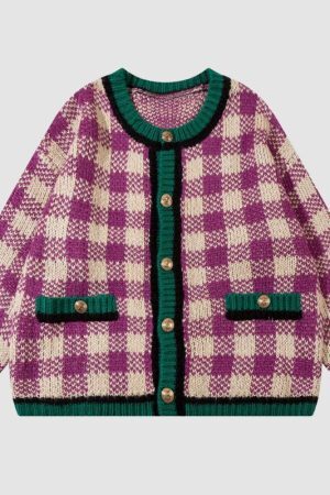 Style Core Aesthetics, New Style Trends Plaid Knit Cardigans