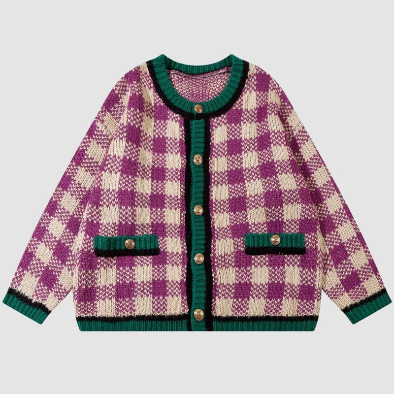 Style Core Aesthetics, New Style Trends Plaid Knit Cardigans