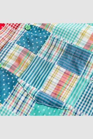 Style Core Aesthetics, New Style Trends Plaid Panel Loose Shirt