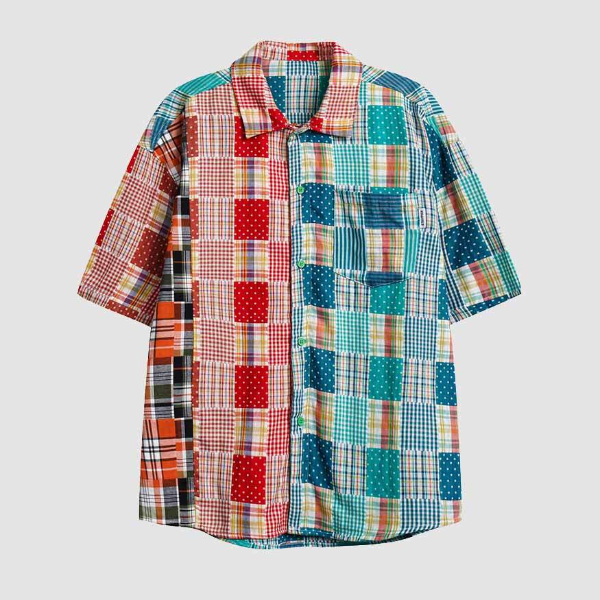 Style Core Aesthetics, New Style Trends Plaid Panel Loose Shirt