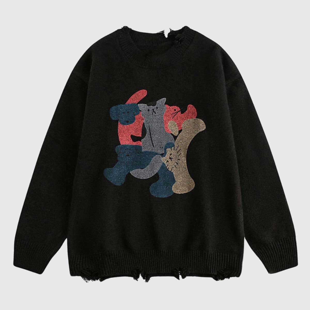 Style Core Aesthetics, New Style Trends Playful Boxing Cats Sweater